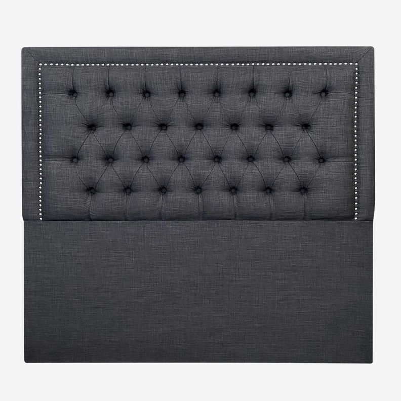 Respaldo de Cama Capitoné Frame Tachas Lino Grafito King-1