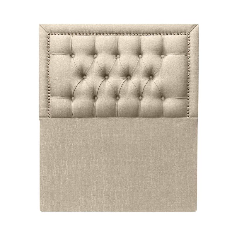Respaldo Capitoné Frame Tachas 1 plaza Lino Beige-0