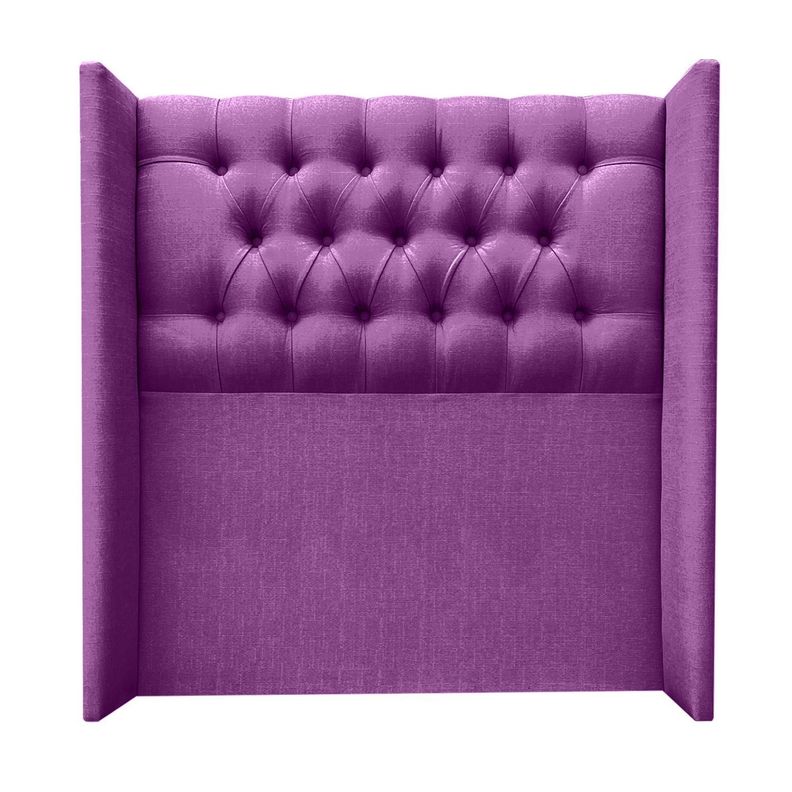 Respaldo Capitoné Wing Recto 1,5 plazas Lino Morado-0