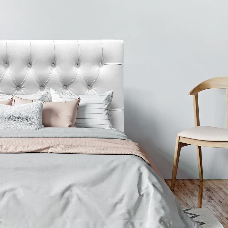 Respaldo de Cama Capitoné Premium Ecocuero Blanco 2 Plazas-0