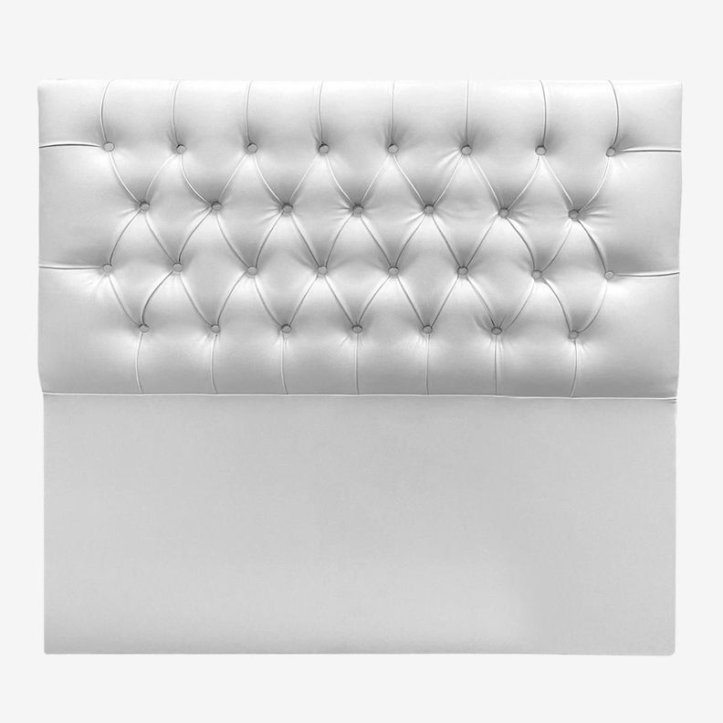 Respaldo de Cama Capitoné Premium Ecocuero Blanco 2 Plazas-1