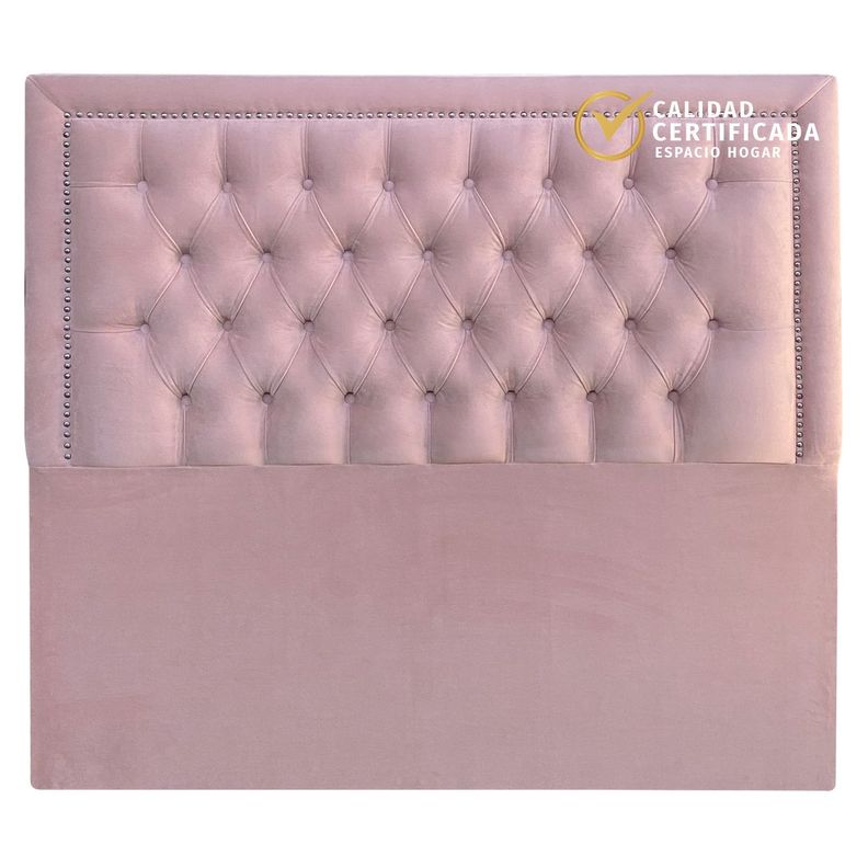 Respaldo Capitoné Frame Tachas Felpa Rosado Claro - 1.5 Plazas-0