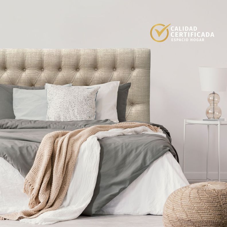 Respaldo Capitoné Premium Lino Beige - Super King-1