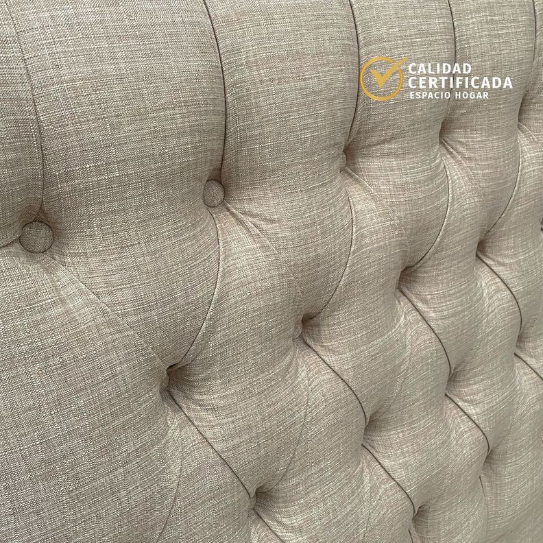 Respaldo Capitoné Premium Lino Beige - Super King-2