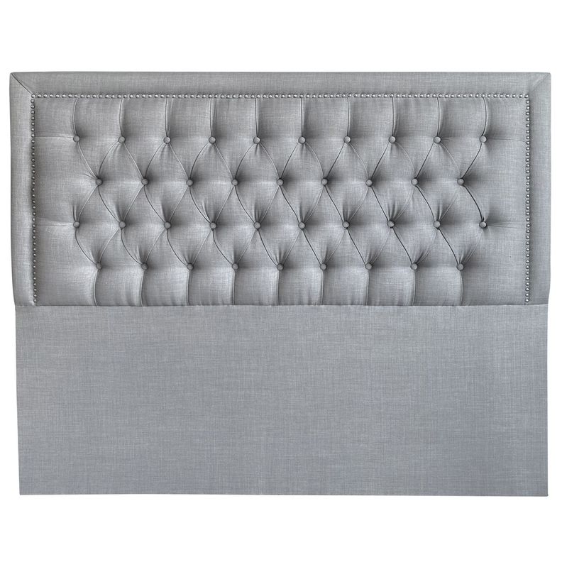 Respaldo Capitoné Frame Tachas Lino Gris Plata- 1.5 Plazas-0