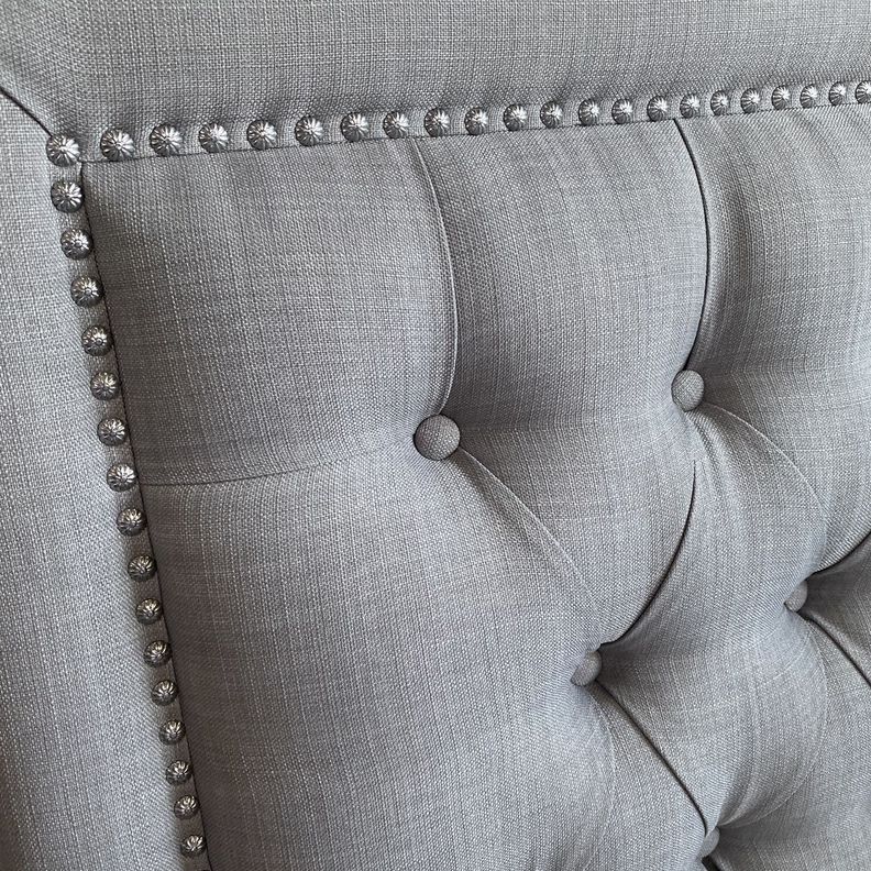 Respaldo Capitoné Frame Tachas Lino Gris Plata- 1.5 Plazas-1