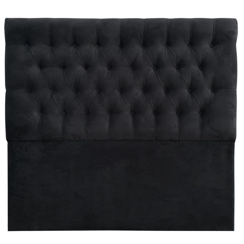 Respaldo Capitoné Premium Felpa Negro - King-0