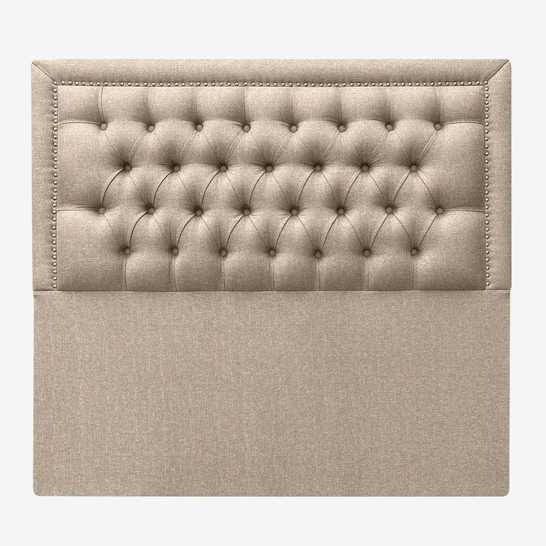 Respaldo de Cama Capitoné Frame Tachas Lino Beige King-1
