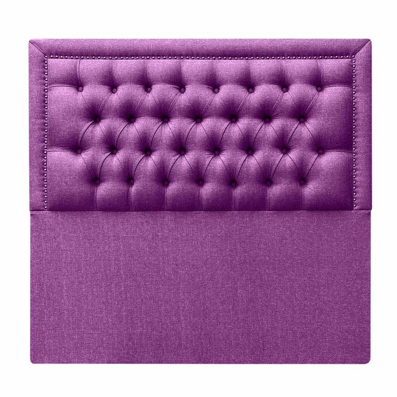 Respaldo Capitoné Frame Tachas Super King Lino Morado-0