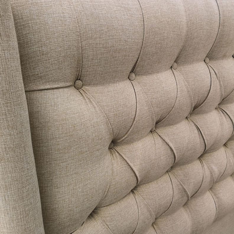 Respaldo Capitoné Wing Recto   Lino Beige - 2 Plazas-1