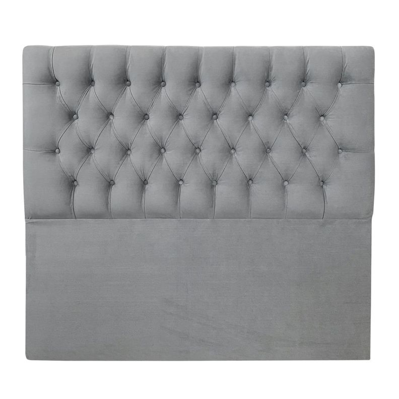 Respaldo de Cama Capitoné Premium Felpa Gris Plata 1,5 Plazas-1