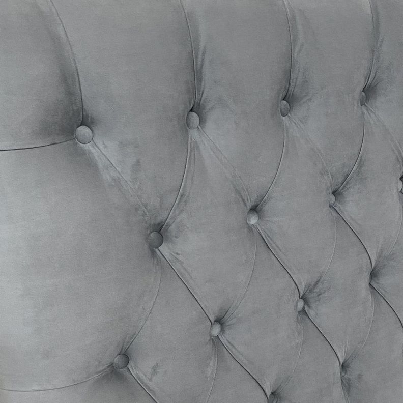 Respaldo de Cama Capitoné Premium Felpa Gris Plata 1,5 Plazas-2