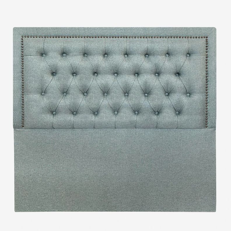 Respaldo de Cama Capitoné Frame Tachas Lino Verde Jeans 1,5 Plazas-1