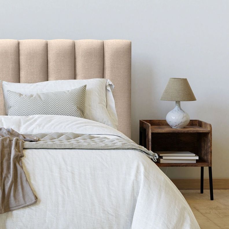 Respaldo de Cama Tubular Vertical Lino  Beige 1,5 Plazas-0