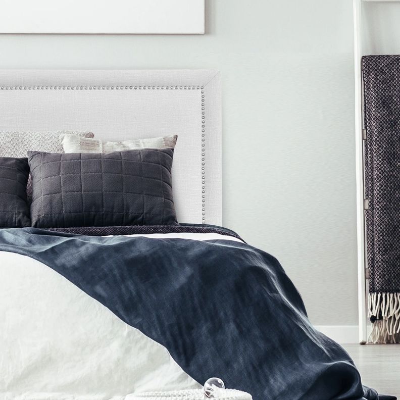 Respaldo de Cama Flat Frame Tachas Lino Crema King-0