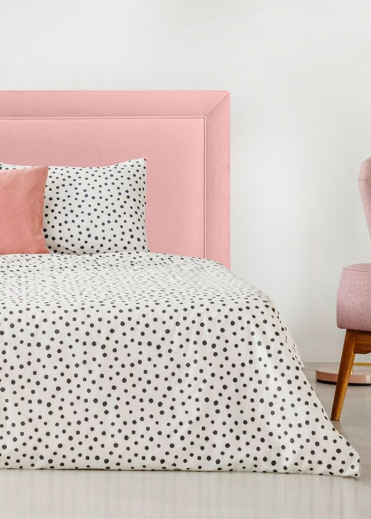 Respaldo de Cama Flat Frame Vivo Felpa Rosado Claro - Super King