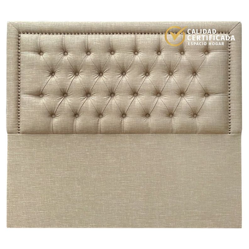 Respaldo Capitoné Frame Tachas Lino Beige - 2 Plazas-0