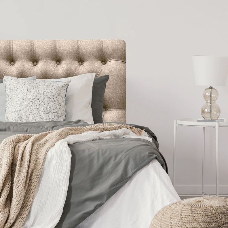 Respaldo de Cama Capitoné Premium Lino Beige Super King -0
