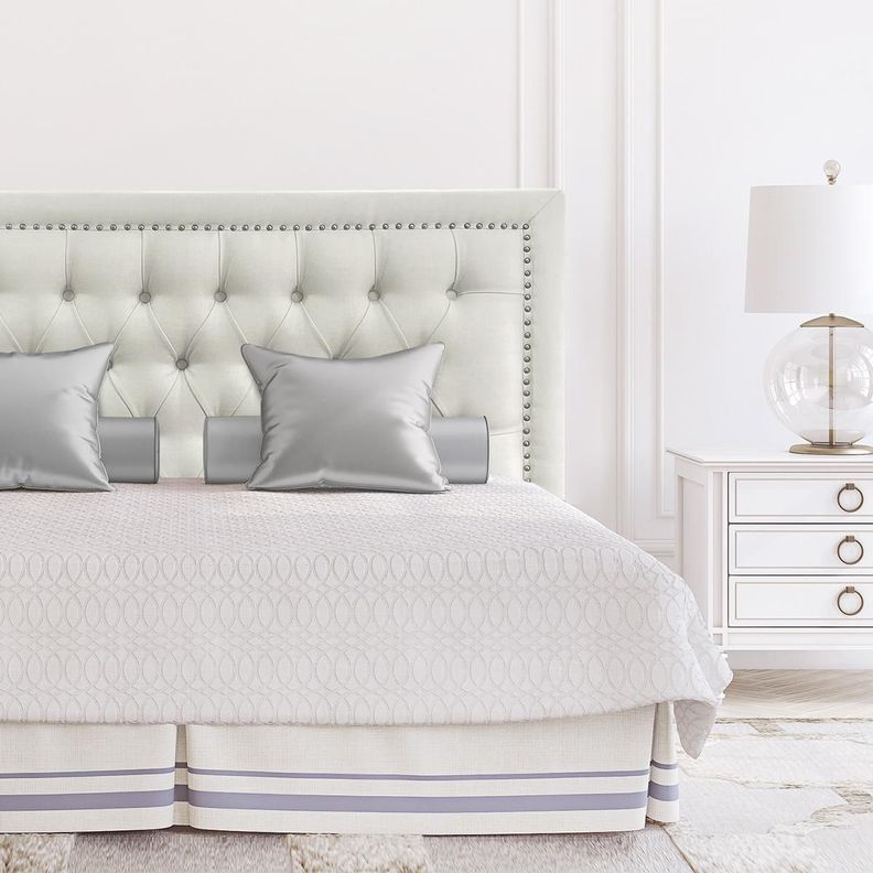 Respaldo de Cama Capitoné Frame Tachas Felpa Beige Claro King-0