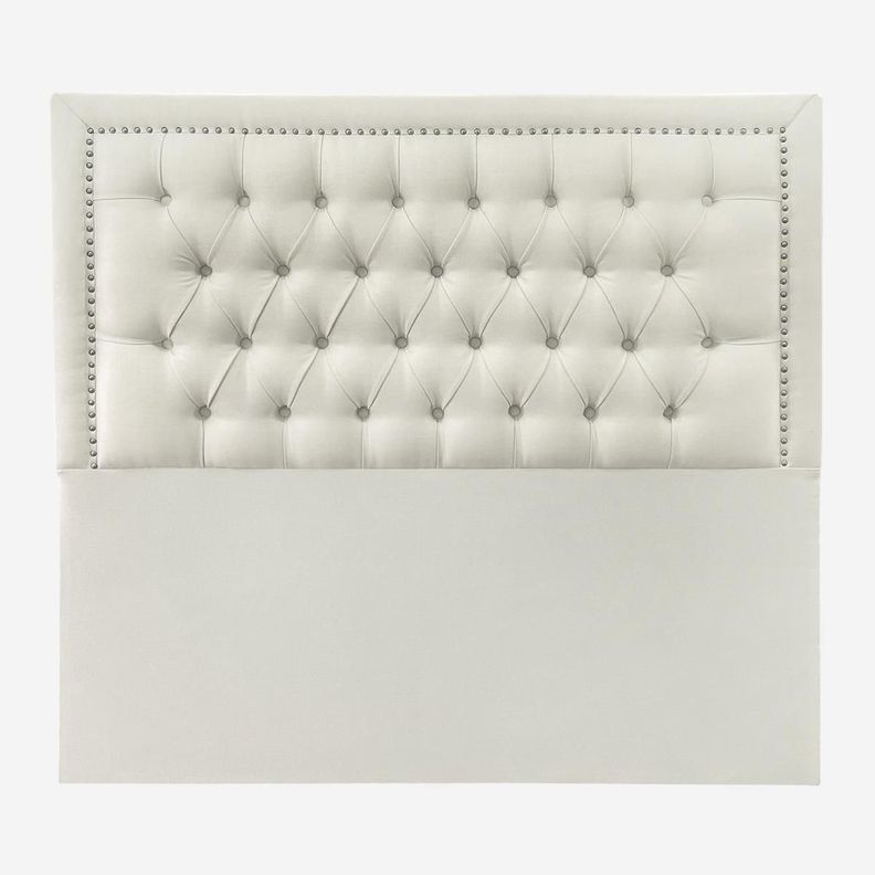 Respaldo de Cama Capitoné Frame Tachas Felpa Beige Claro King-1