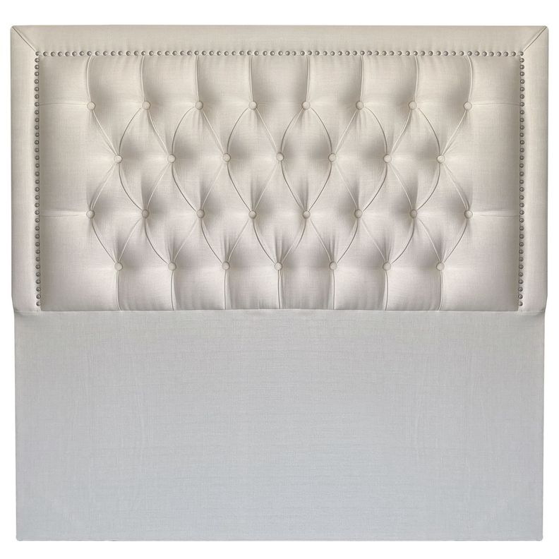 Respaldo Capitoné Frame Tachas Lino Crema- Super King-0
