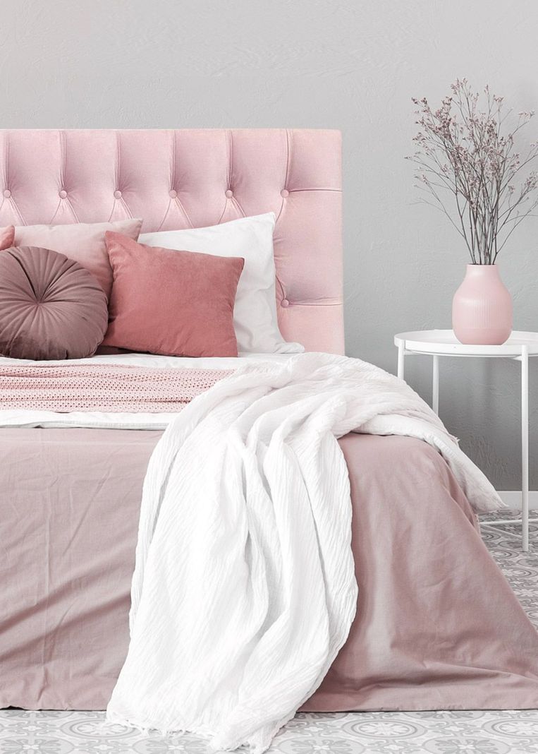 Respaldo de Cama Capitone Premium Felpa Rosado Claro - Super King