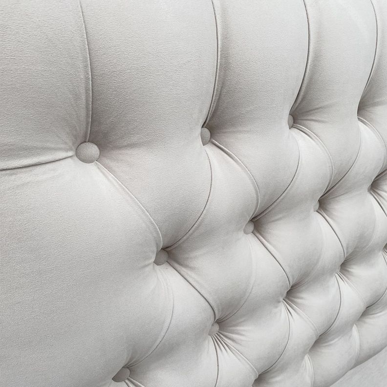 Respaldo de Cama Capitoné Premium Felpa Marfíl 2 Plazas-1