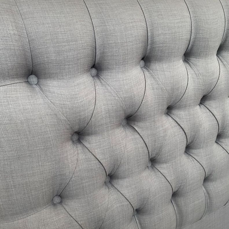 Respaldo Capitoné Premium Lino Gris Plata - 2 Plazas-1