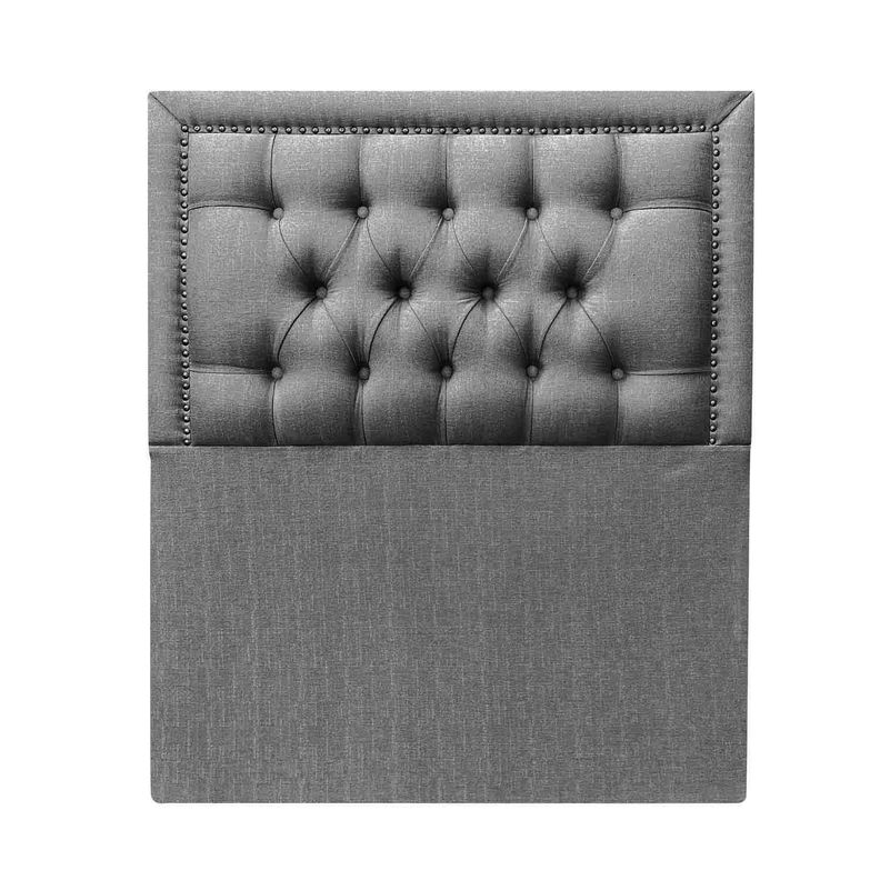 Respaldo Capitoné Frame Tachas 1 plaza Lino Gris-0