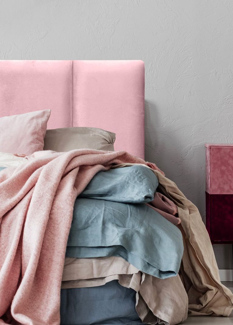 Respaldo de Cama Block Felpa Rosado Claro - Queen