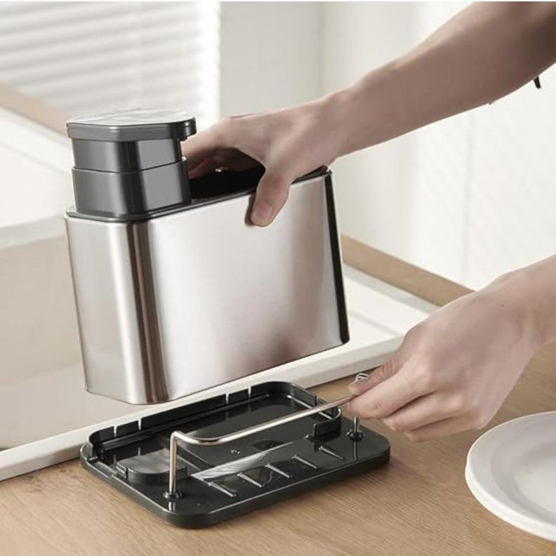 Dispensador de jabón lavalozas dispensador acero inox -3