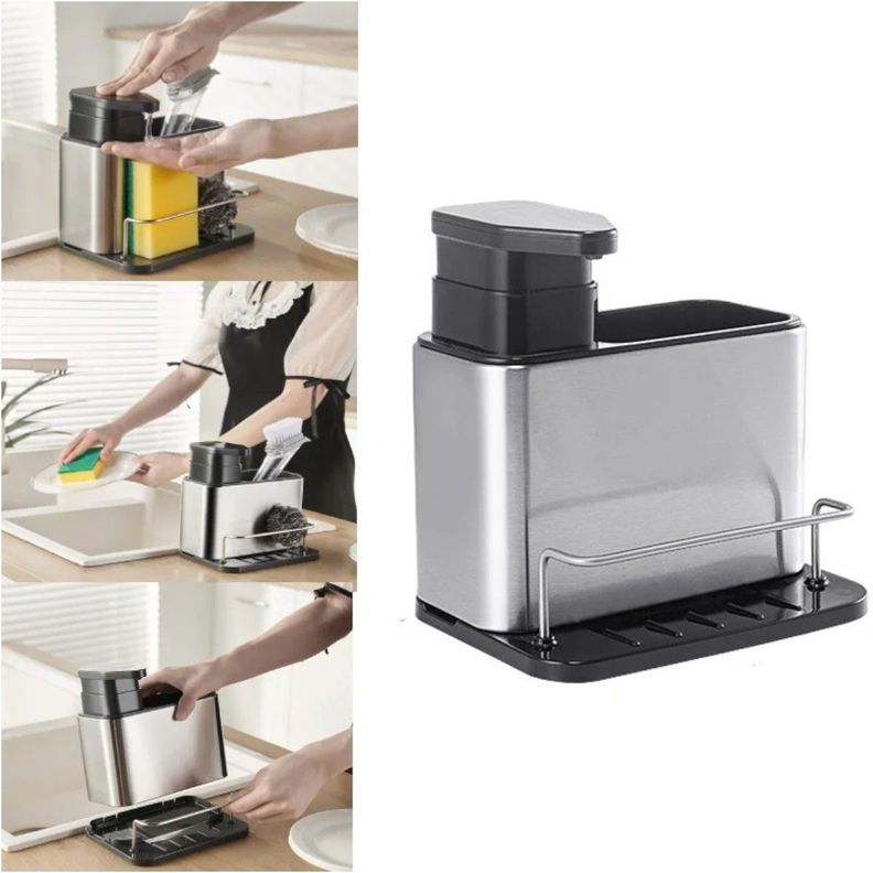 Dispensador de jabón lavalozas dispensador acero inox -5