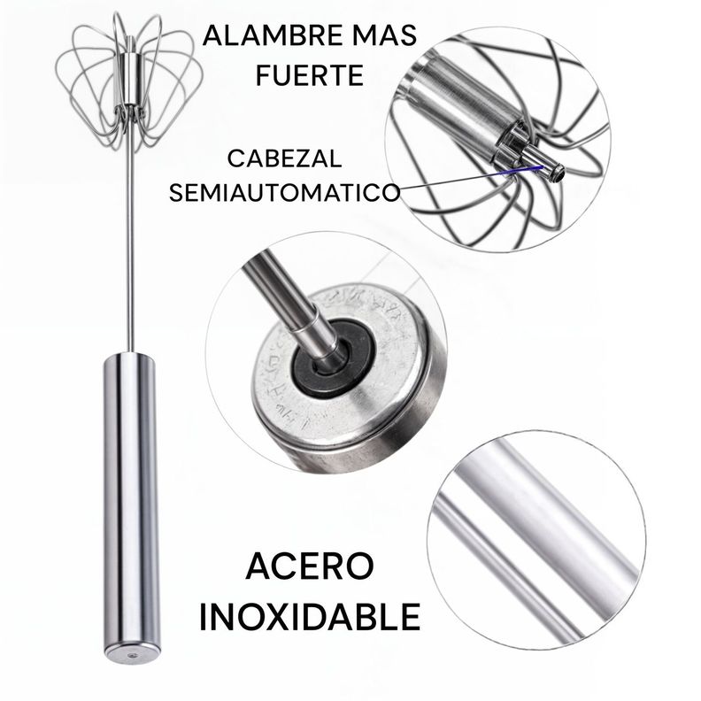 Batidor manual espumador manual de leche acero inox-4