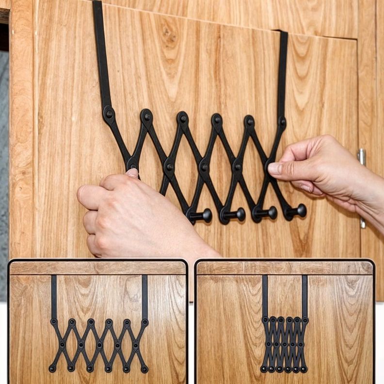 Colgadores de ropa 6 ganchos metalicos perchero de puerta plegable-3
