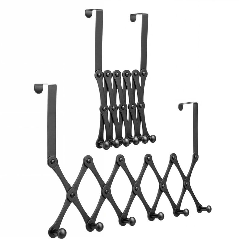 Colgadores de ropa 6 ganchos metalicos perchero de puerta plegable-7