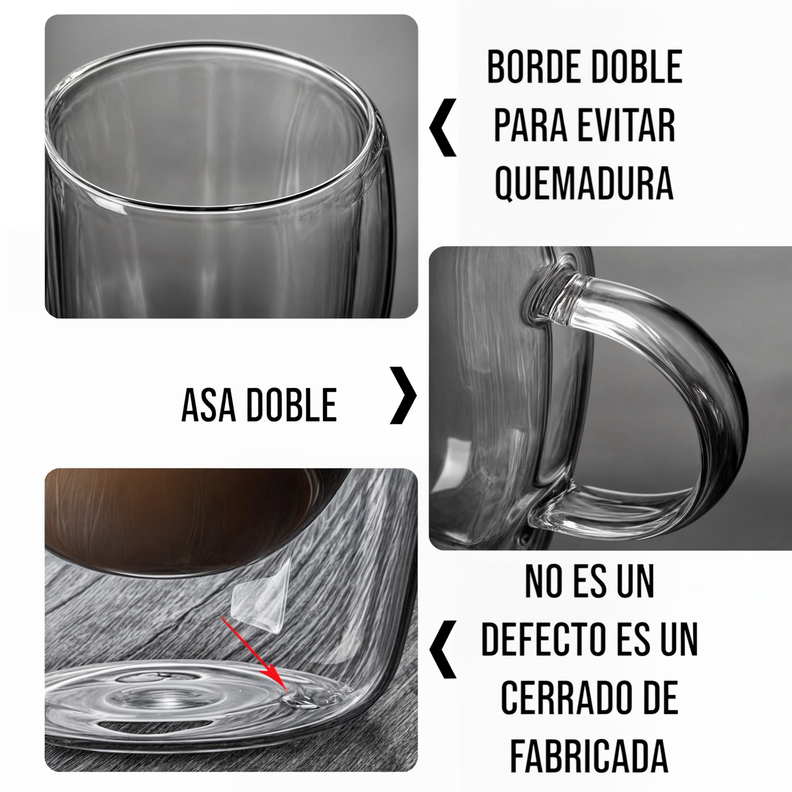 TAZAS DOBLE VIDRIO TAZA CAFE ESPRESSO TAZA DOBLE FONDO 300ML-3