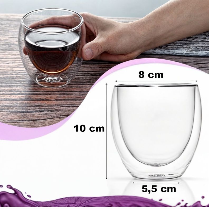 Vaso doble vidrio tazas doble vidrio doble pared 200 ml-2