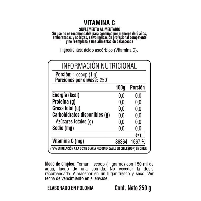 Vitamin C PURE 250g (En Polvo) - 7Nutrition-1