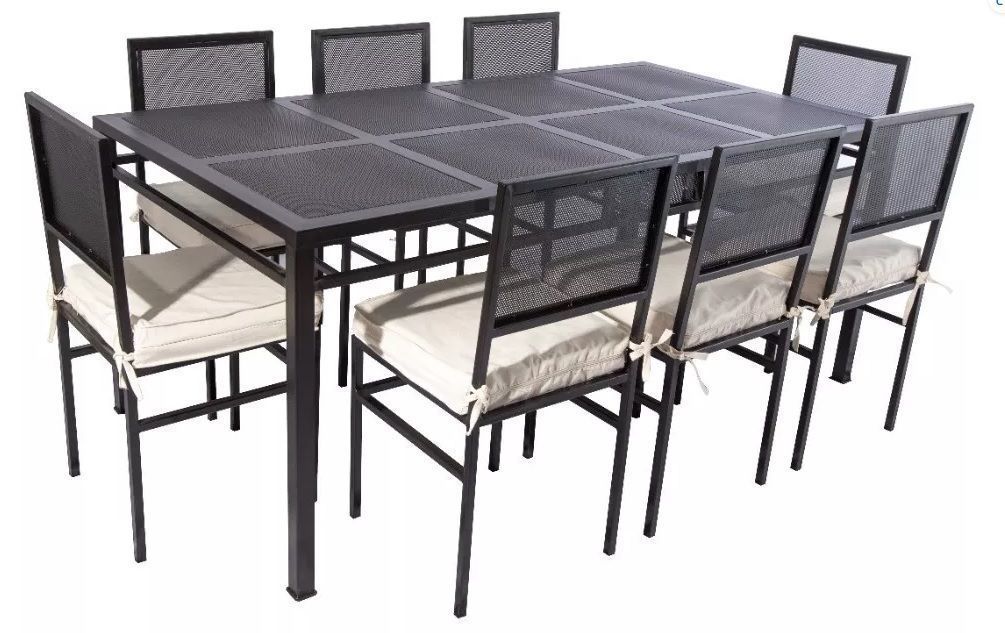 Comedor 8 sillas 8 cuadros malla perforada-1