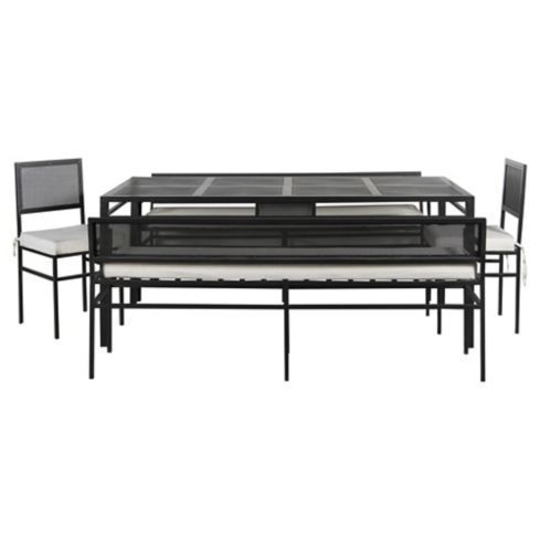 Comedor 8 cuadros malla 2 sillas 2 banquetas con respaldos-0