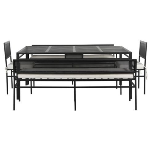 Comedor 8 cuadros malla 2 sillas 2 banquetas con respaldos-1