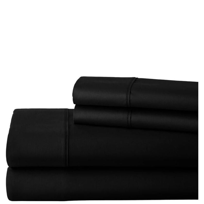 Juego Sabanas Lisa 2 Plazas + Fundas Negro -1