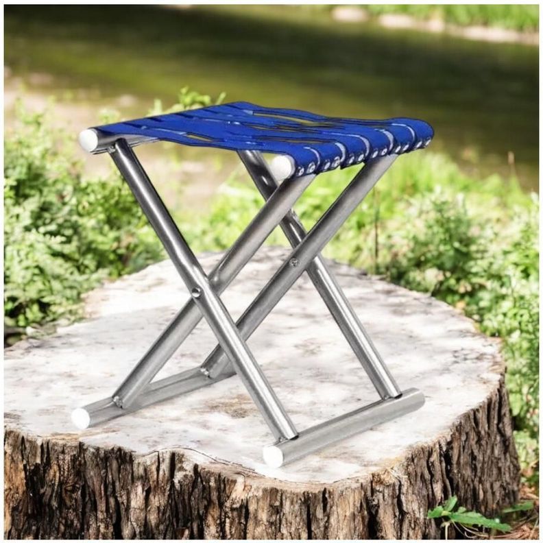 Silla Piso Portátil Plegable Camping Azul-0
