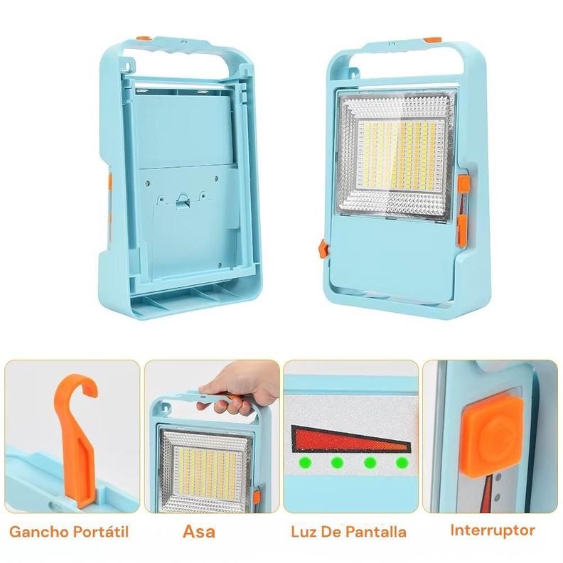Lampara Reflector Con Panel Solar + Control -1