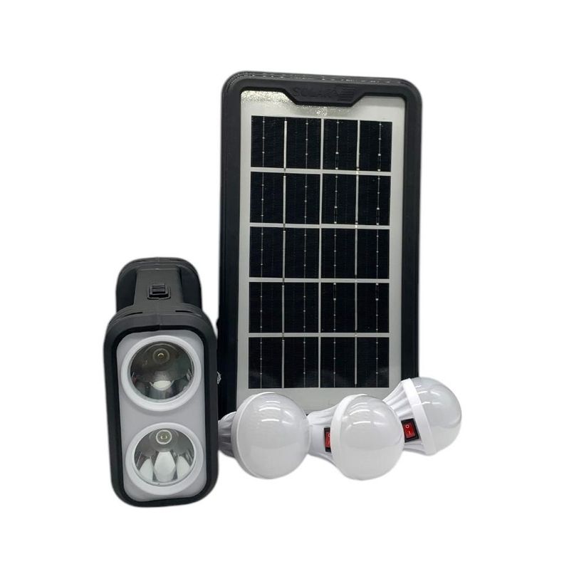 Kit Solar De Emergencia Recargable Portátil Led + Ampolletas + Panel -1