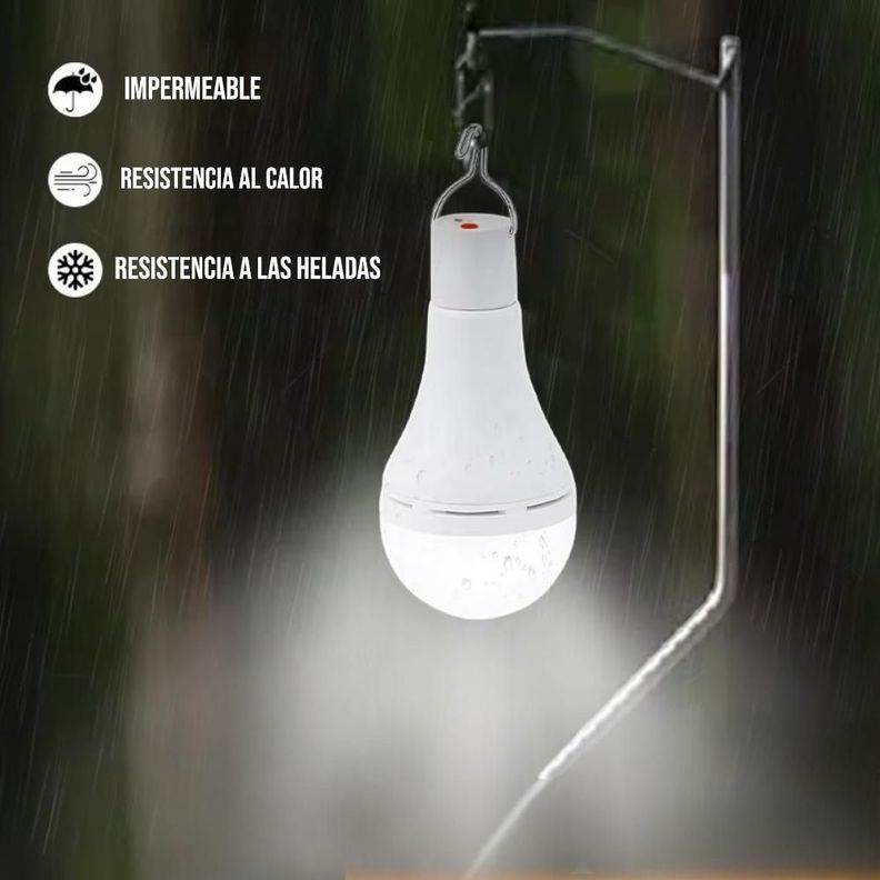 Ampolleta Led Recargable Usb Impermeable + Panel Solar-2