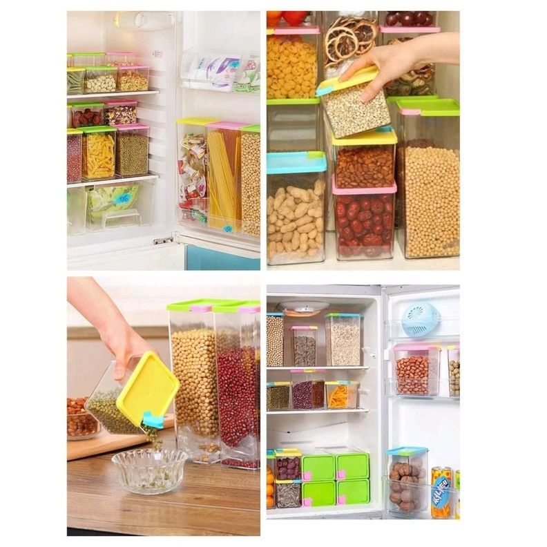 Set 6 Frascos Contenedores De Alimentos Tapa Hermética Apilable-2