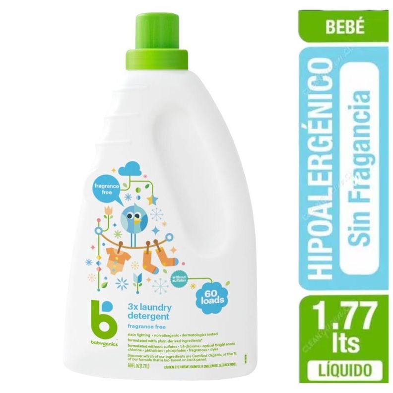 Detergente Líquido Babyganics Hipoalergénico 1.77 Litros-1