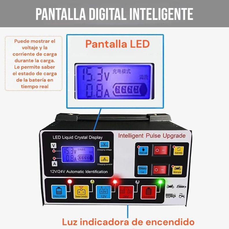 Cargador De Batería Automóvil Inteligente 12V - 24V-3