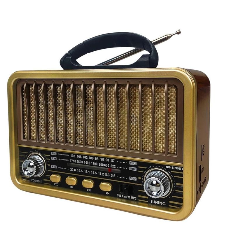 Radio Portátil Bluetooth Recargable Y A Pilas  Am/FM MP3 Vintage-0